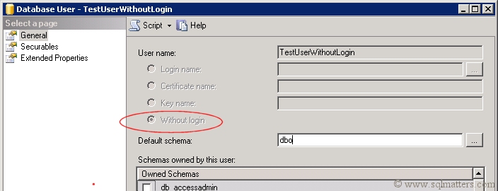 Database User Without Login - SQL Server 2008 R2